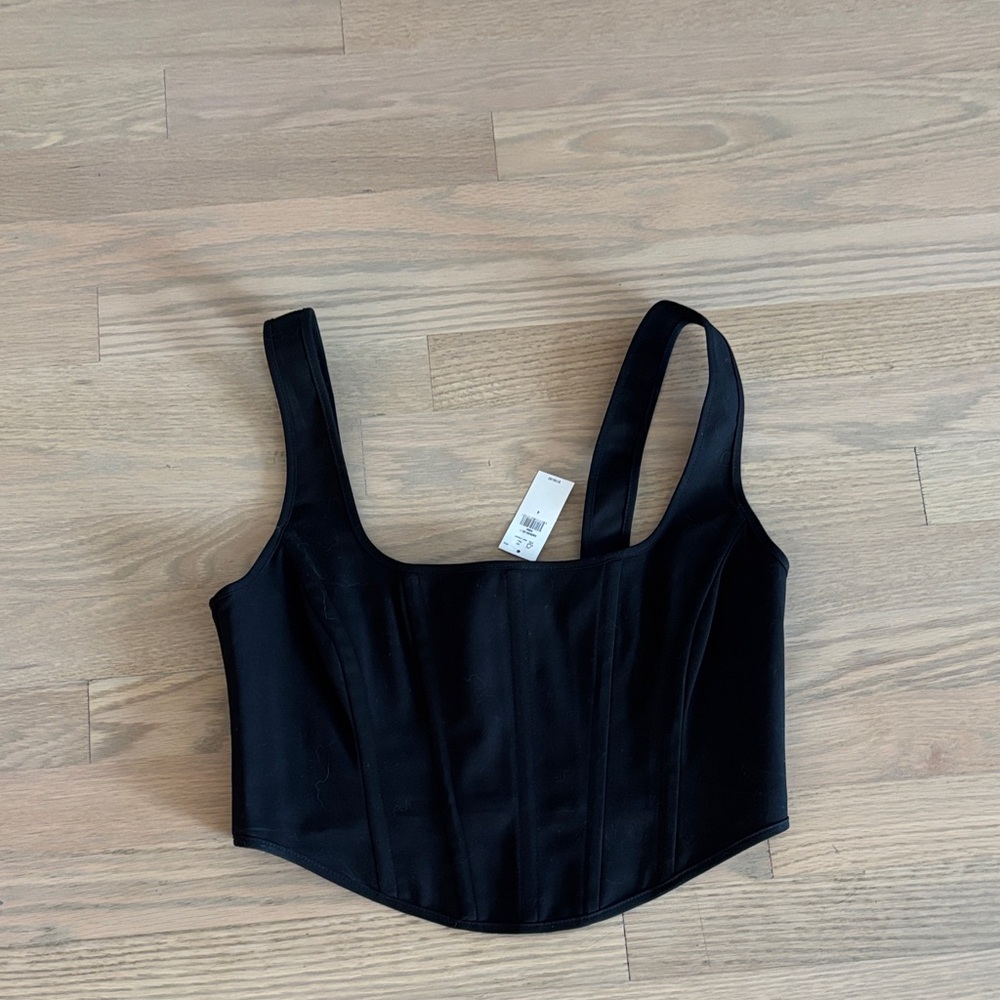 Banana Republic Black Corset Cropped Tank Top Size 4